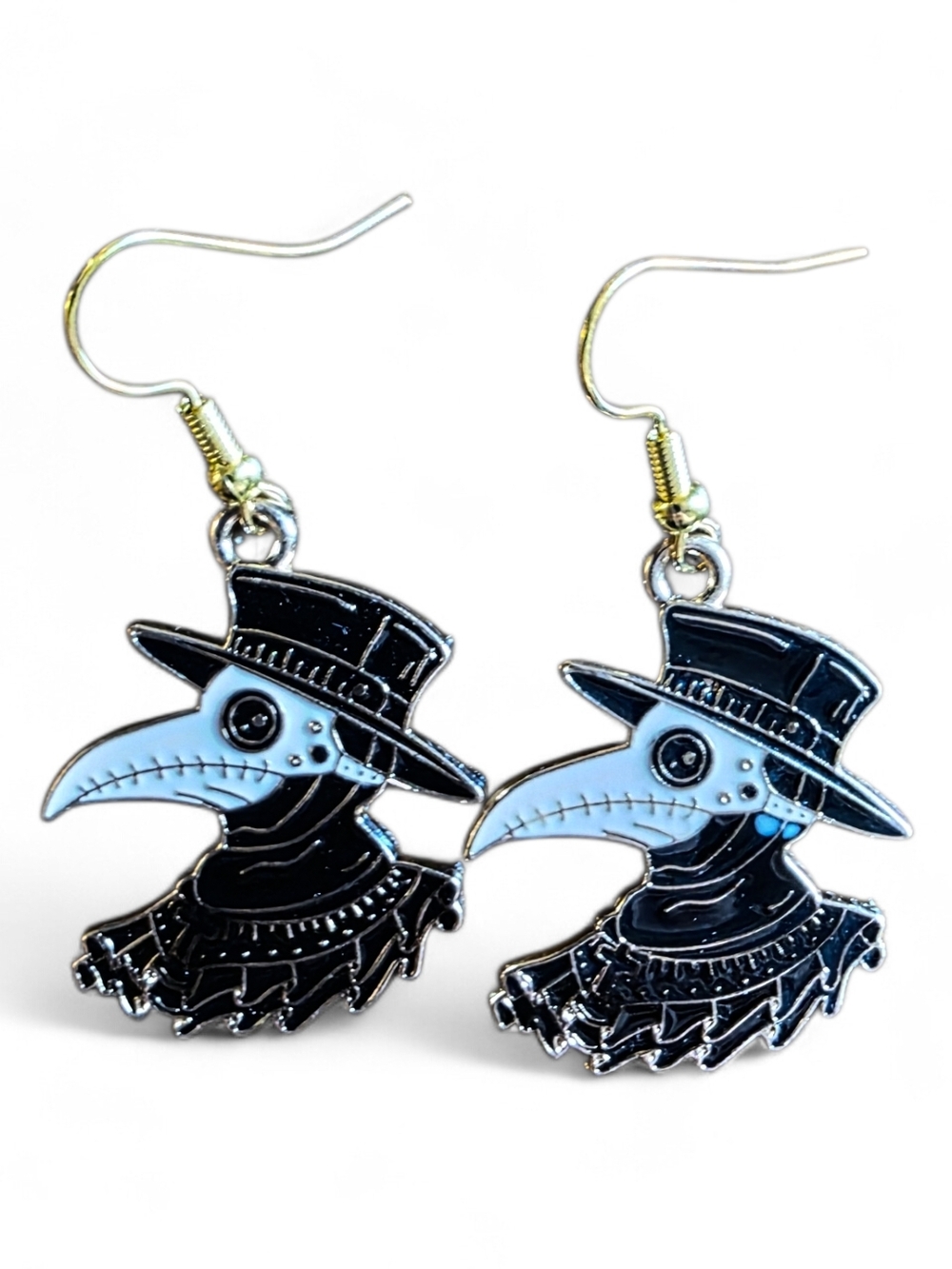 Plague Doctor Enamel Earrings - Picture 2 of 2